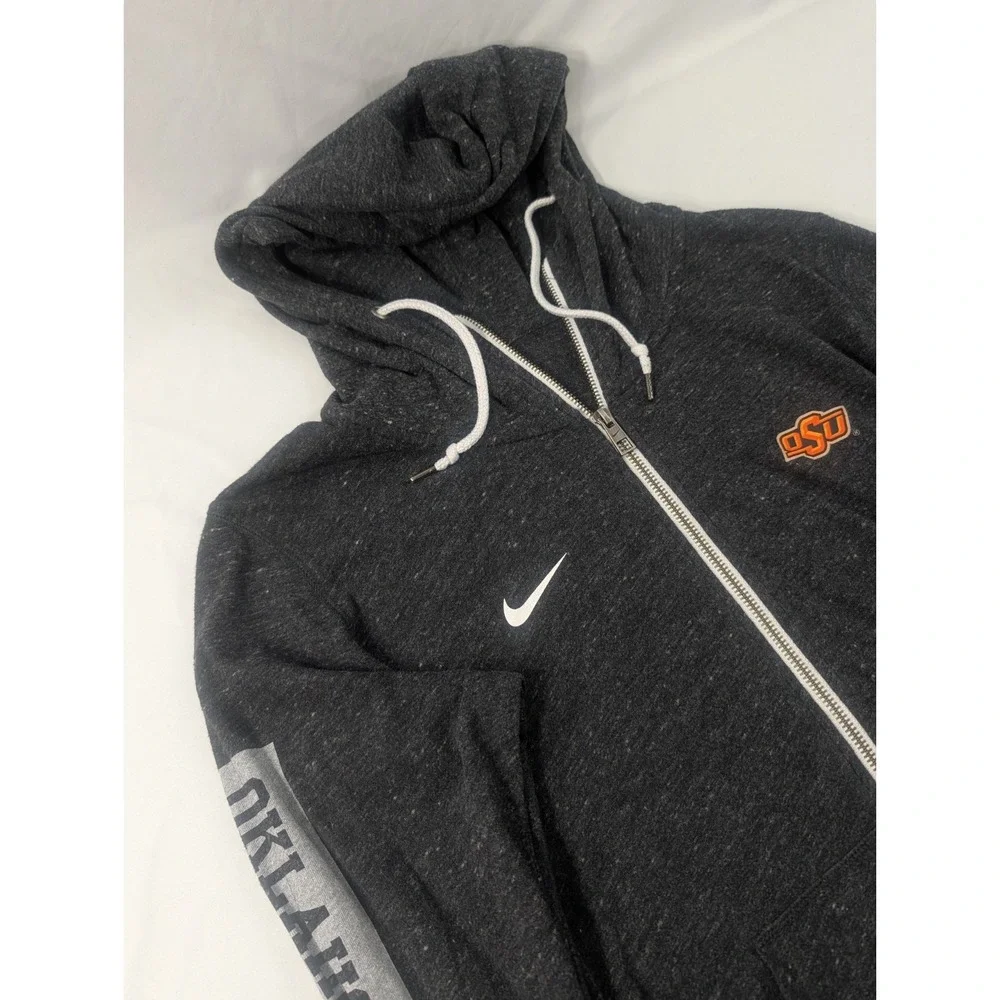 Oklahoma State Cowboys Hoodie Women  Gray Nike Full Zip NCAA Long Sleeve Large‎